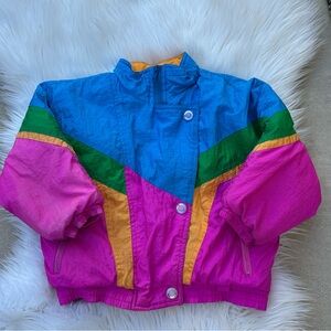 Girl’s Vintage 80’s Andy Johns Colorblock Windbreaker Jacket Size 5
